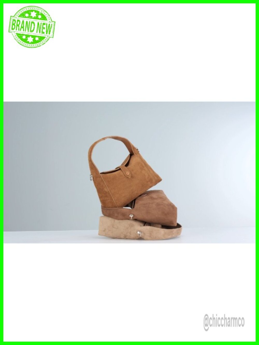 Vintage Half-Moon Hobo Tote Handbag, Soft Faux Suede Crossbody Purse with - Picture 6 of 6